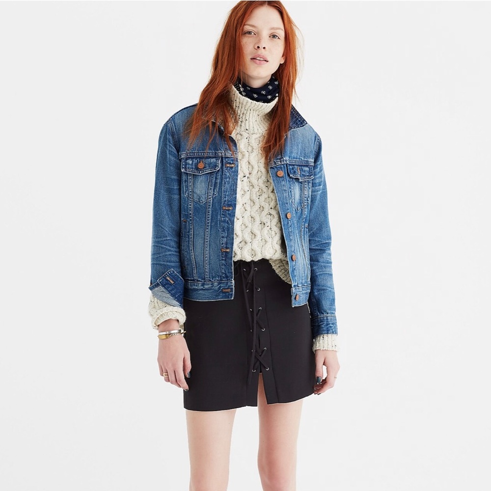 Madewell Lace-Up Mini Skirt Black 2